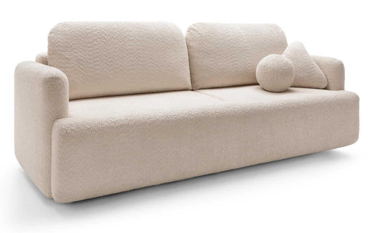 SCHLAFSOFA Lambina Beige Boucle - Beige/Schwarz, Kunststoff/Textil (227/92/104cm) - Selsey