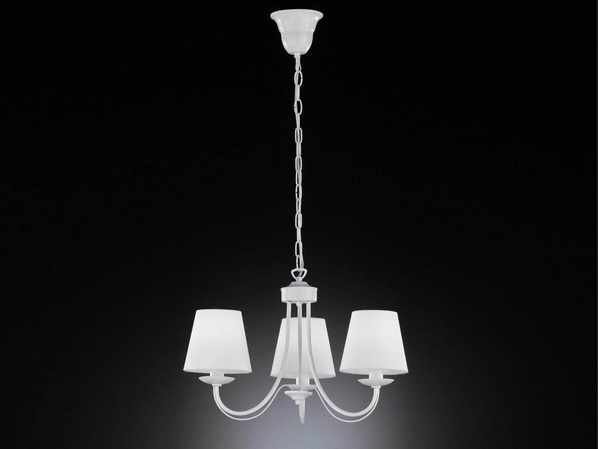 LED-KRONLEUCHTER Ø52cm, Lampenschirme Stoff Weiß - Weiß, Textil/Metall (52/52/150cm) - meineWunschleuchte
