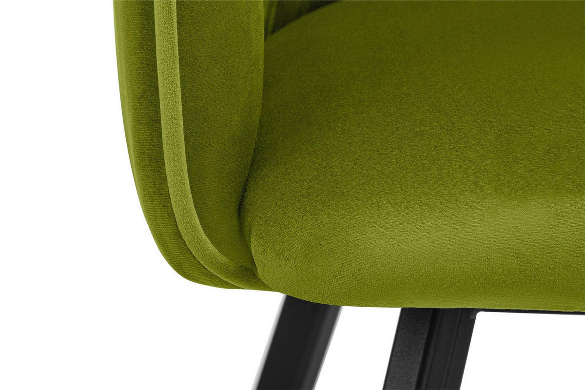 ESSZIMMERSTUHLE PYRUS 2-tlg Velours-Sitz, Oliv - Schwarz/Olivgrün, Textil/Metall (56/84/46cm) - KONSIMO®