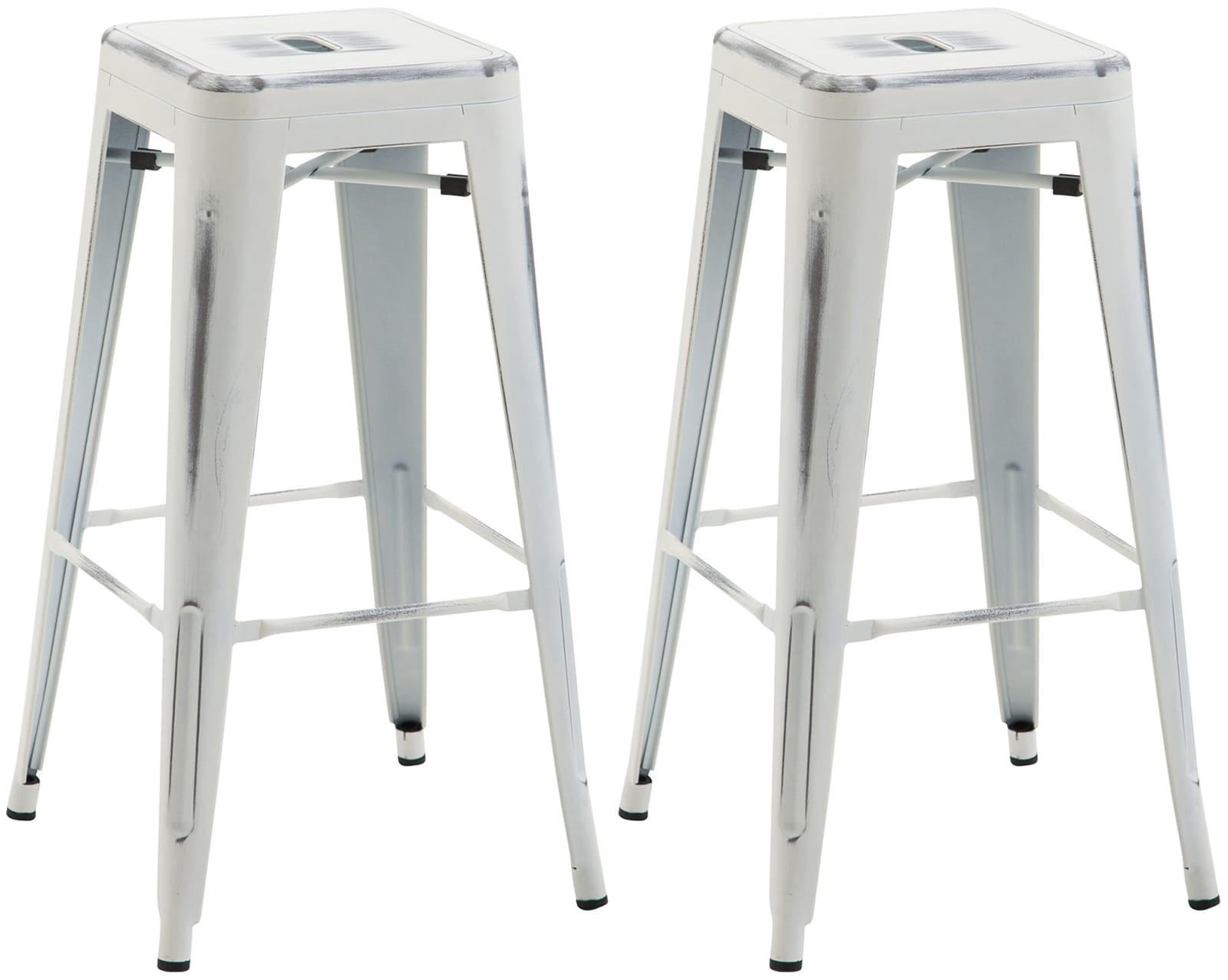 BARHOCKER 2er-Set MILAN Antik-Weiß Metall - Weiß, Metall (43/76/43cm) - DELUKE