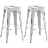BARHOCKER 2er-Set MILAN Antik-Weiß Metall - Weiß, Metall (43/76/43cm) - DELUKE