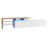 LOWBOARD DE-40225 mit Glasböden und LED-Beleuchtung Weiß - Weiß, Holzwerkstoff (170/33.5/33cm) - ComfortXL
