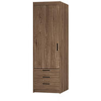 DREHTÜRENSCHRANK Elena mit 1 Tür und 3 Schubladen, Eiche Lefkas - Eichefarben, Holzwerkstoff (60/190/53cm) - Beautysofa