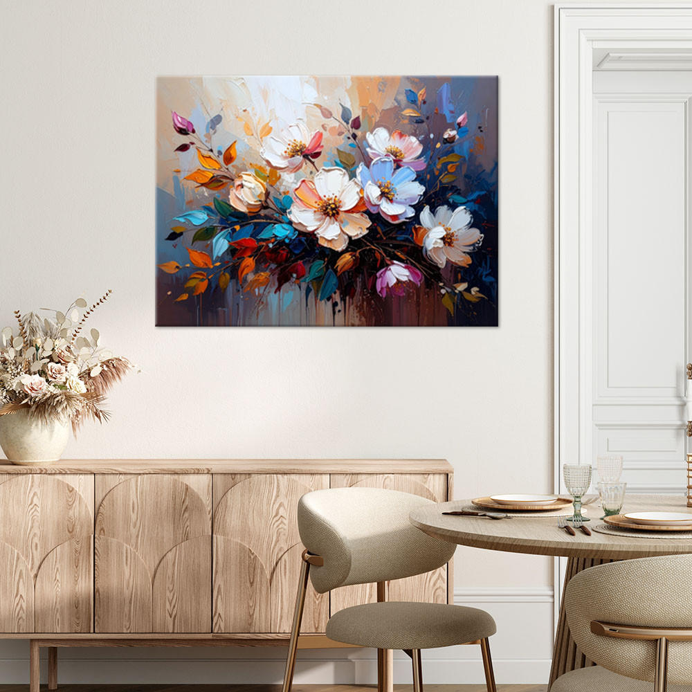 LEINWANDBILD Blumenstrauß Bunte Abstraktion 120x80cm - Multicolor, Textil (120/80cm) - Feeby