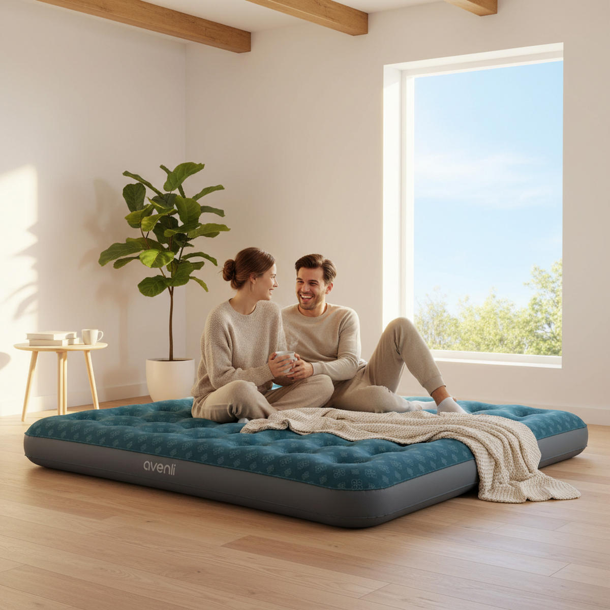 LUFTBETT Luftmatratze Camping 2 Personen 203x152x22 cm grün - Türkis, Kunststoff (152/203cm) - Avenli