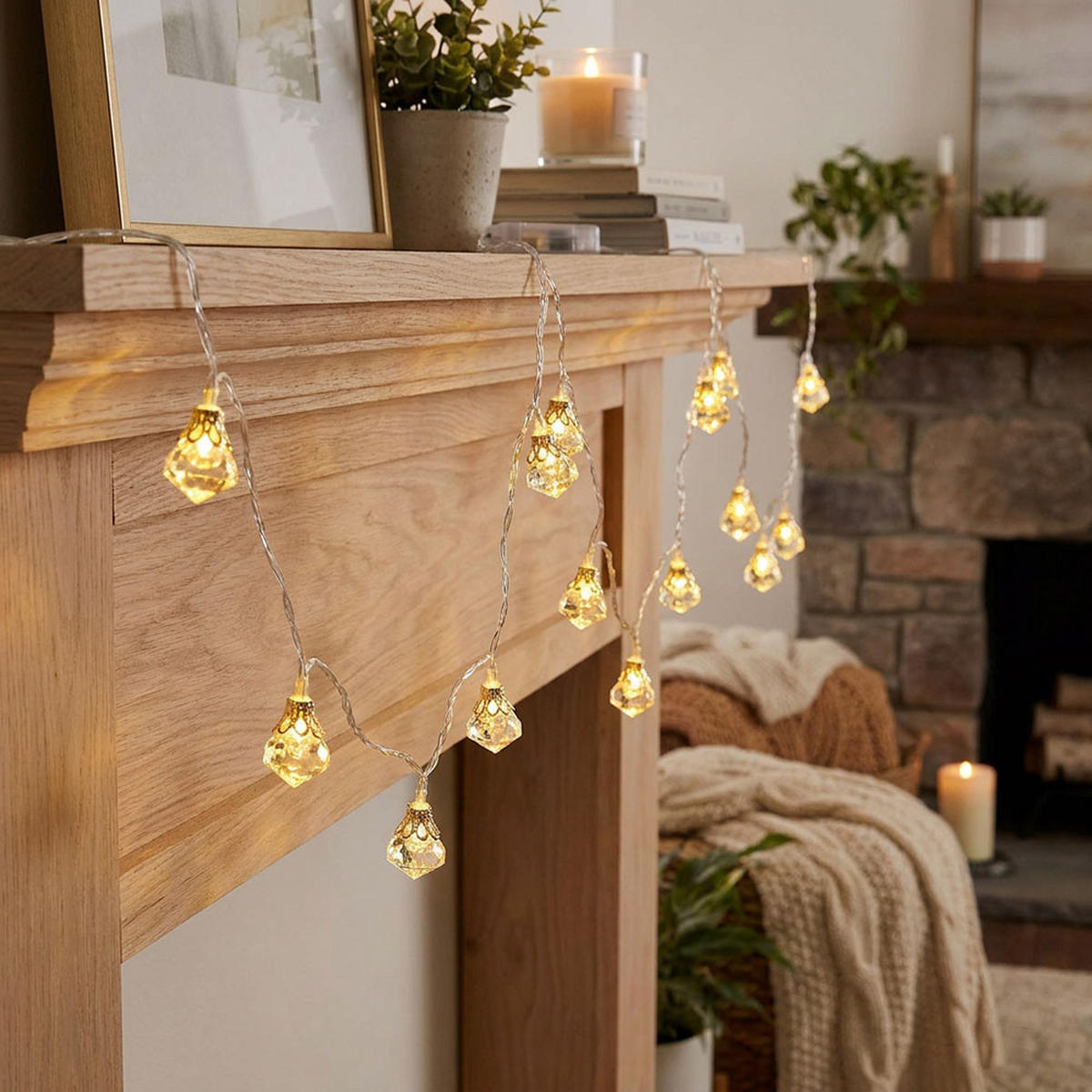 LED Dekoleuchte Lichterkette Silber Kristall Design - Silberfarben, Kunststoff (120/2.2/2.7cm) - Globo Lighting