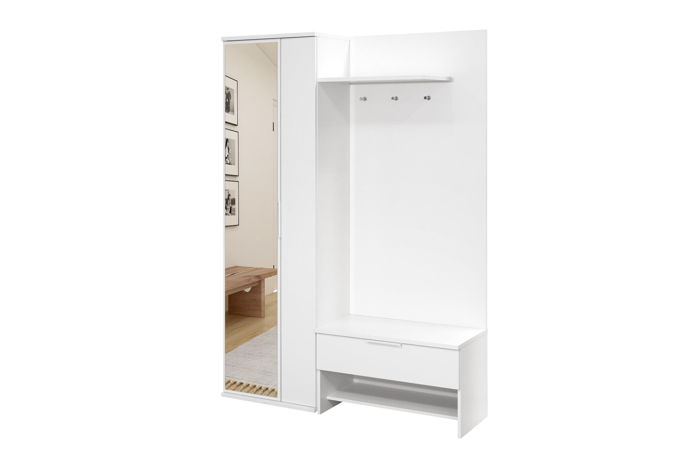 GARDEROBE MILANO 140/200 in Weiß matt - Weiß, Holzwerkstoff (140/200/40cm) - Deine Möbel 24