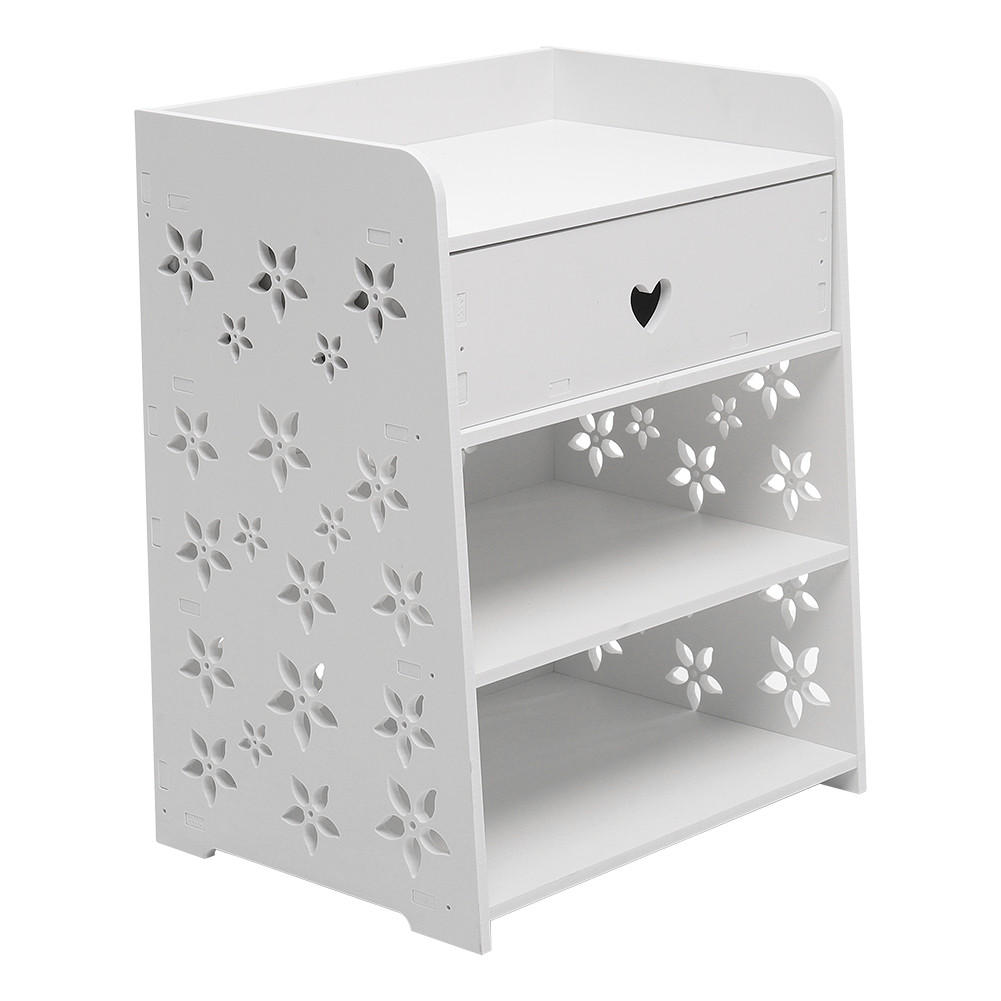 NACHTTISCH 40/30/50 cm Schublade Fächer WPC-Platten Weiß - Weiß, Holzwerkstoff (40/50/30cm) - Livingandhome