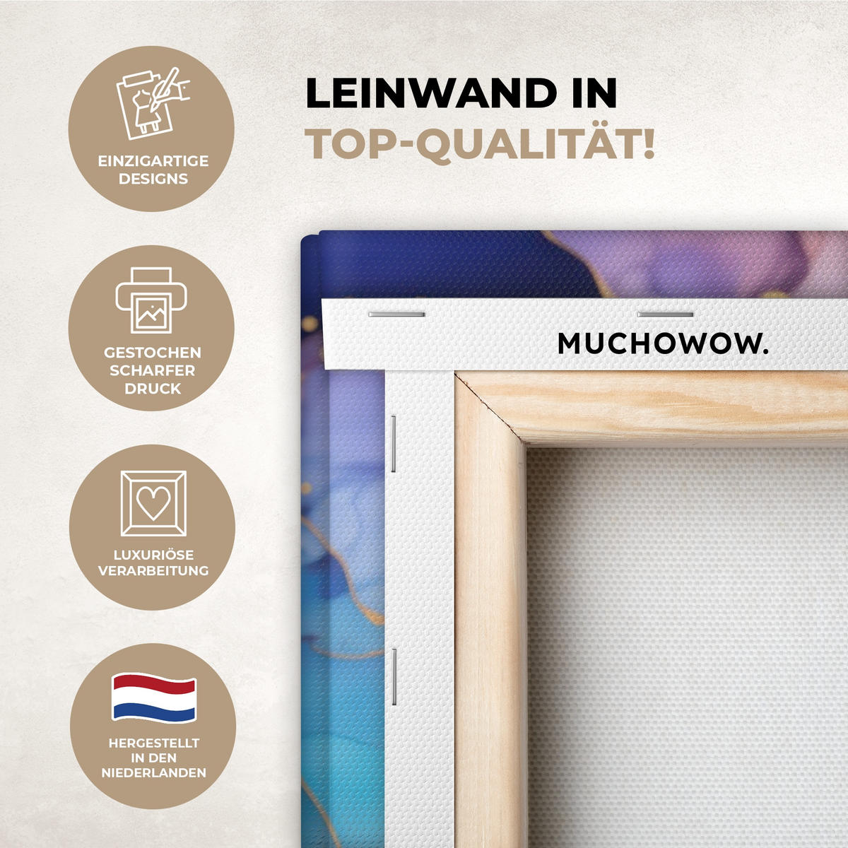 LEINWANDBILD Marmor - Bunt - Abstrakt 90x90 cm - Multicolor, Textil (90/90cm) - MuchoWow