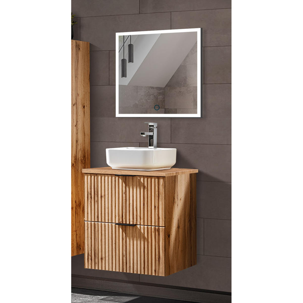 BADMÖBEL-SET 2-TLG. Adelaide-56 - Braun, Holzwerkstoff (61/200/47cm) - Lomado