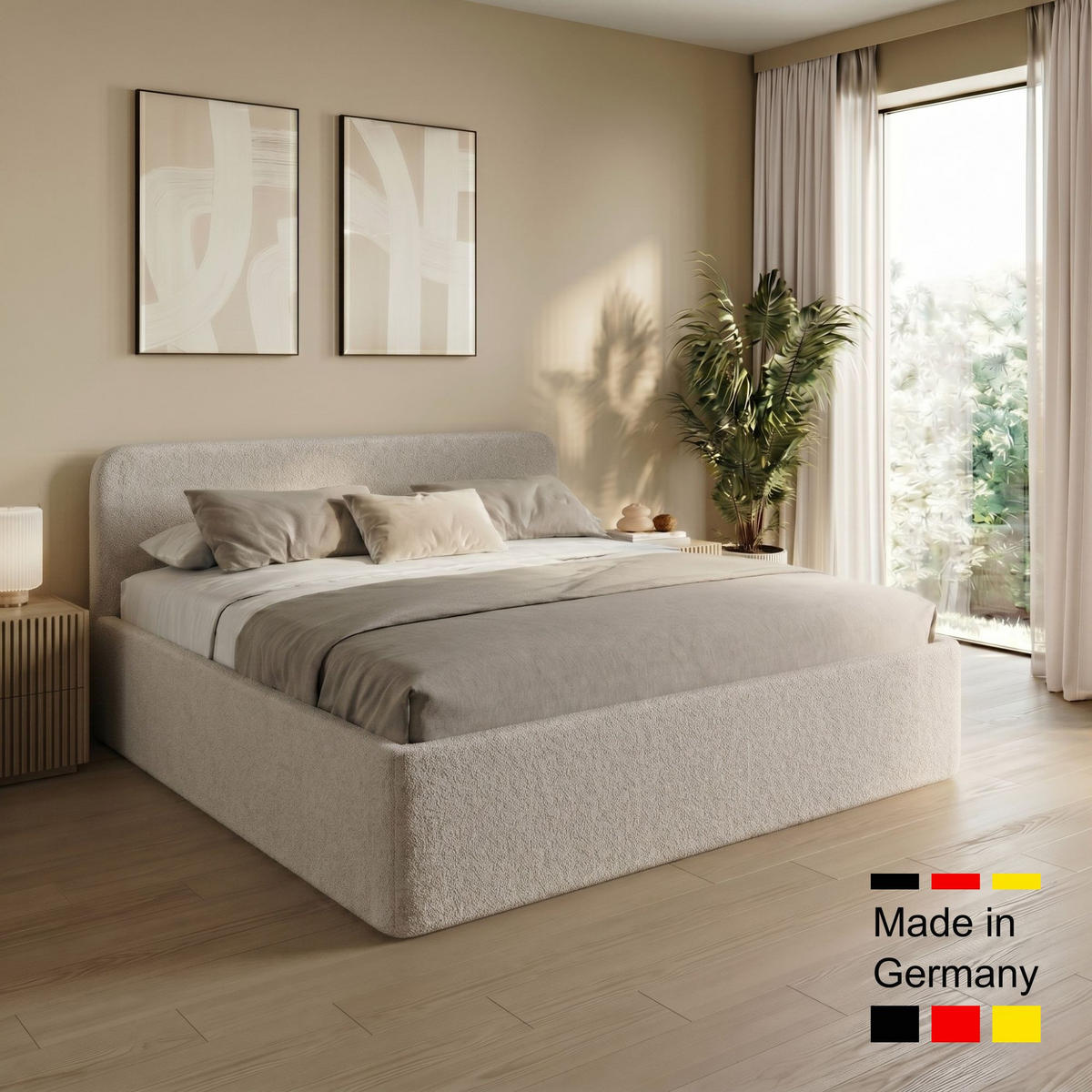 POLSTERBETT 160x200 cm Bonnell-Matratze H2 Bouclé Creme - Creme, Textil (160/200cm) - Home Collective