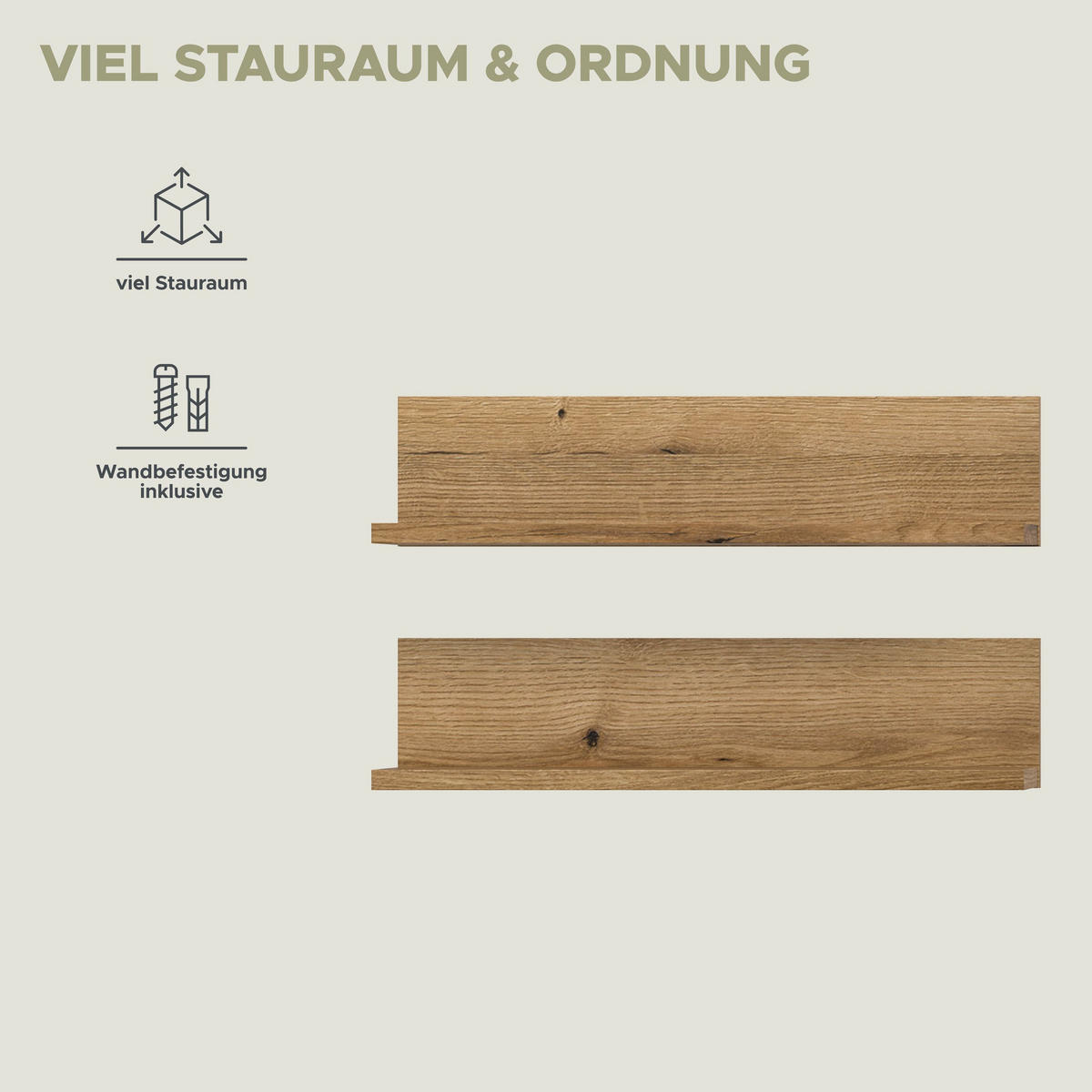 WANDREGAL Set Azur (B/H/T: ca. 51/12/14 cm) in Evoke Oak Nachbildung/Evoke Oak Nachbildung - Eichefarben, Holzwerkstoff (51/12/14cm)
