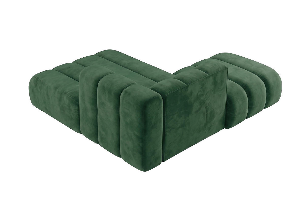 CHAISELONGUE Modulare Mit Hocker, Velvet-Stoff Riviera, Grün, Links, GRAND - Grün, Holz (204/179cm) - Kaiser Möbel