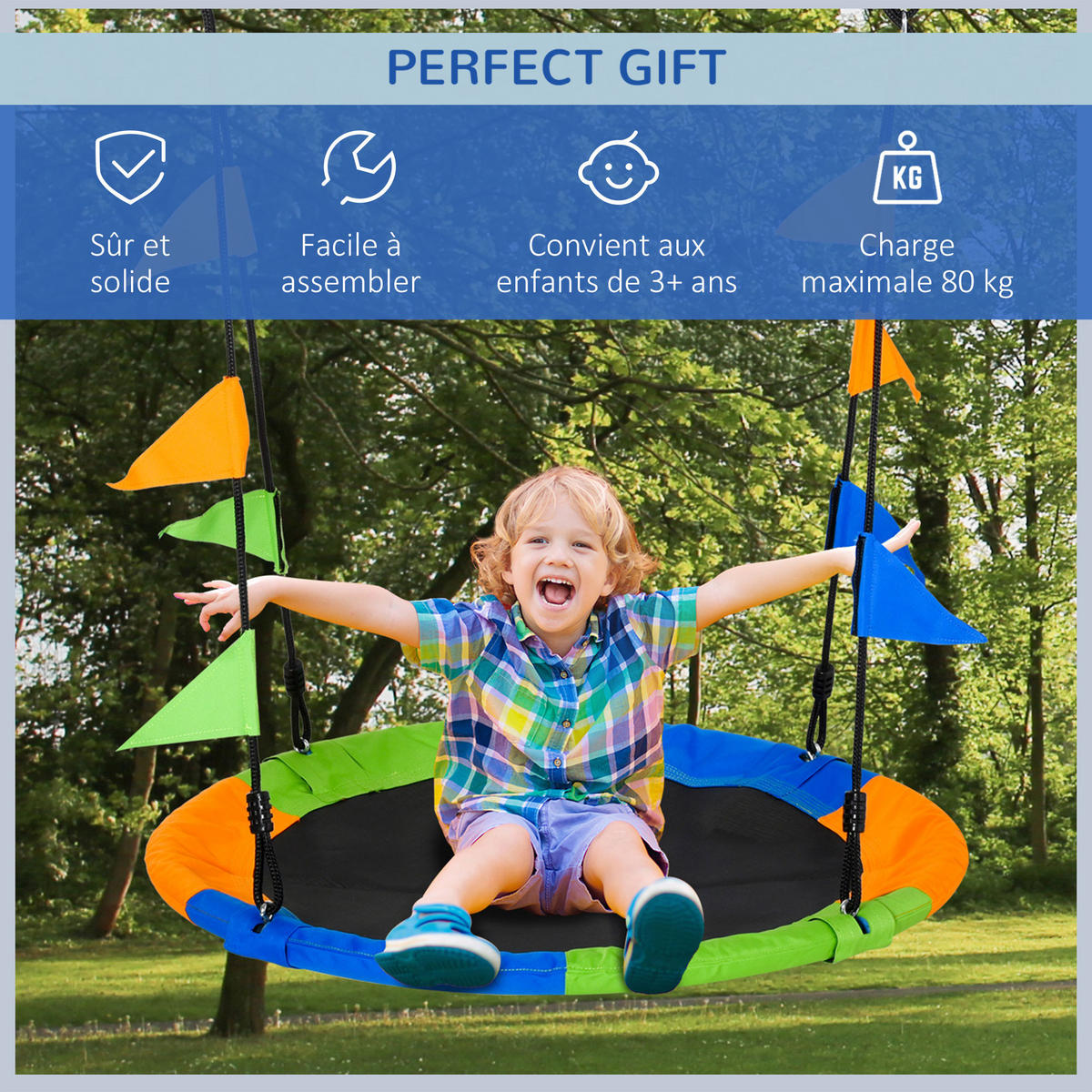 TRAMPOLIN DE-17953 Ø 100 cm mit bunten Flaggen Mehrfarbig - Multicolor, Textil (100/100cm) - ComfortXL