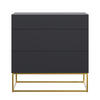 KOMMODE Veldio Schwarz mit 3 Schubladen 90 cm - Goldfarben/Schwarz, Holzwerkstoff/Metall (90/90/38cm) - Selsey
