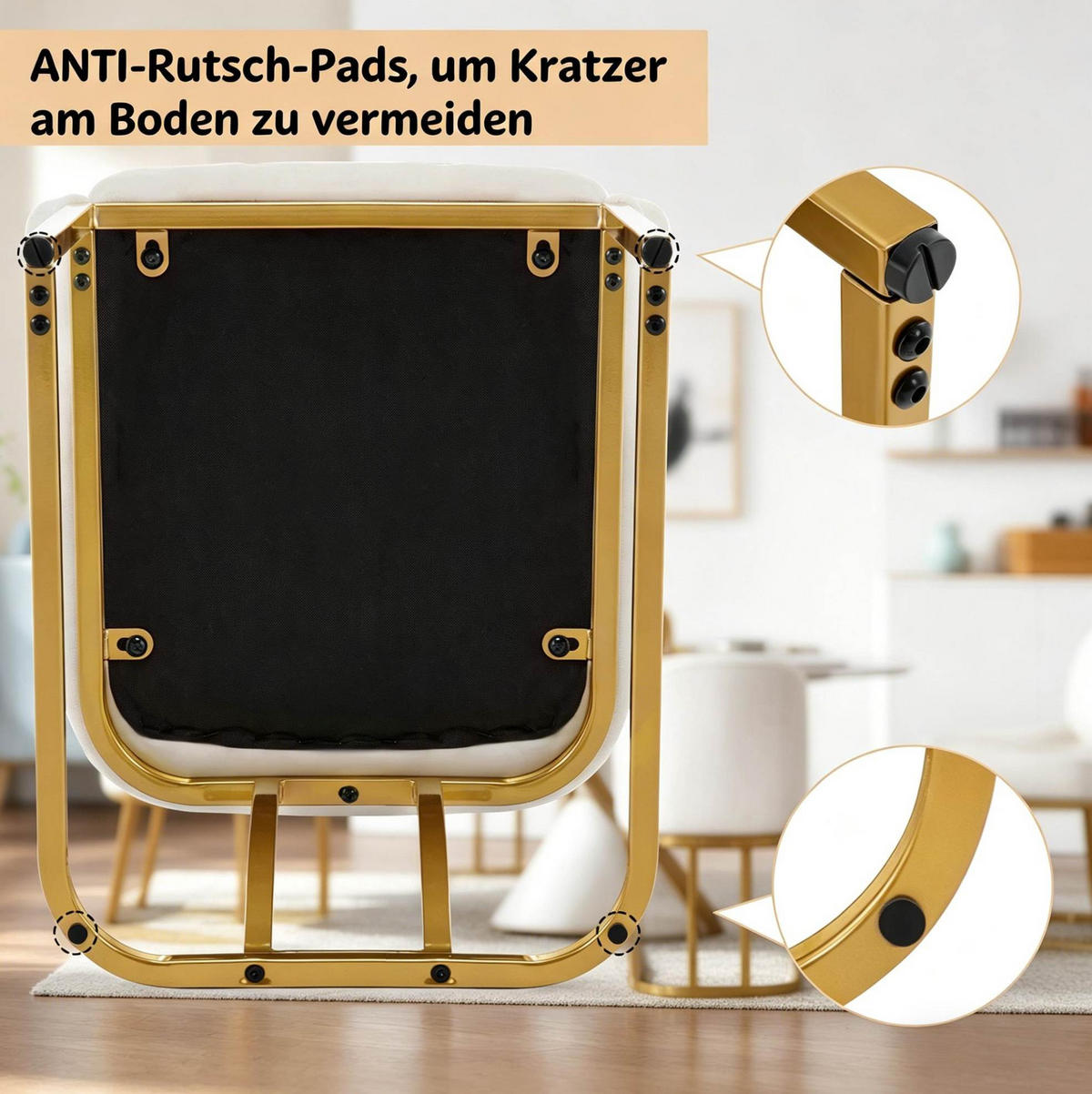 ESSSTÜHLE 2er-Set Beige Samt Metall - Beige, Metall (39/84/45cm) - Meubliv