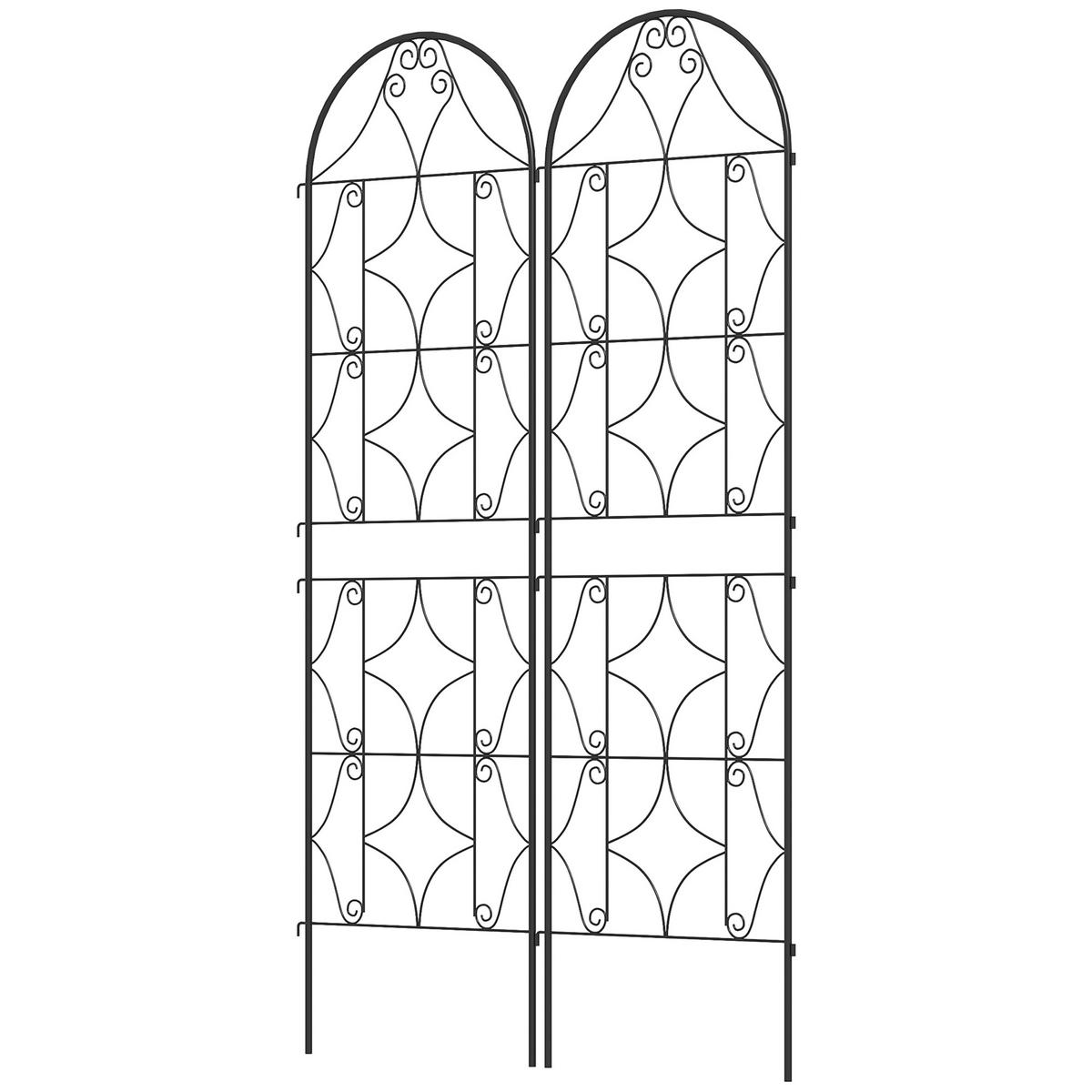 PFLANZENGITTER 2er-Set DE-13791 für Kletterpflanzen 50x180 cm Schwarz - Schwarz, Metall (1.3/180/50cm) - ComfortXL