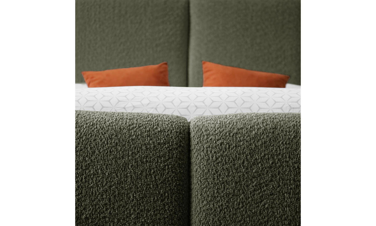 POLSTERBETT ELENA 140x200 cm Olivgrün (Anthology 12), 34 Holzlatten, Kopfteil 108 cm - Grün, Textil (140/200cm) - Lookway