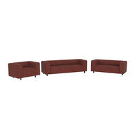 SITZGARNITUR 3+2+1 Tove Terrakotta Cord - Terra cotta/Schwarz, Holz/Kunststoff (175/65/80cm) - S-Style Möbel