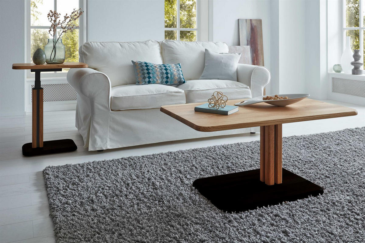 COUCHTISCH höhenverstellbar Colly 100x49x60 Massivholz Grau/Wildeiche - Wildeiche/Anthrazit, Holz (100/60/60cm) - 58aufmkessel