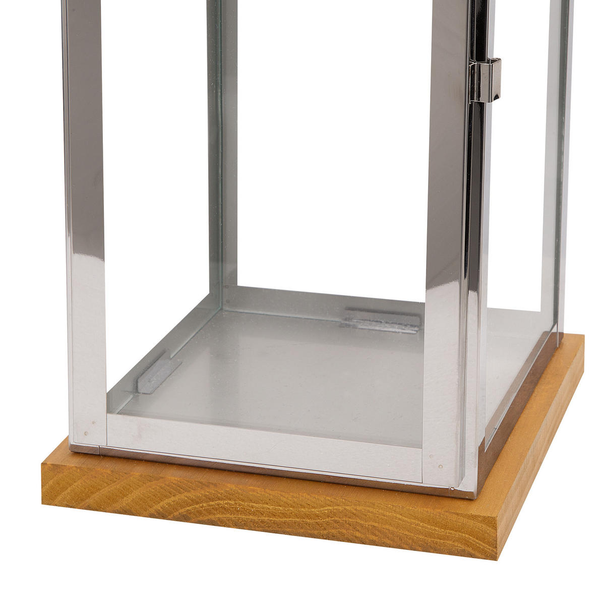 LATERNE Silber Borneo - Silberfarben/Braun, Holz (19/41/19cm) - Beliani