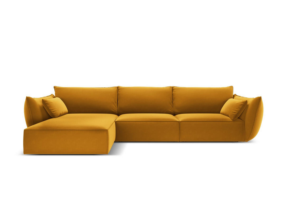 ECKSOFA links Kaelle aus Samt gelb 4 Sitzplätze - Gelb, Textil (171/308cm) - Micadoni