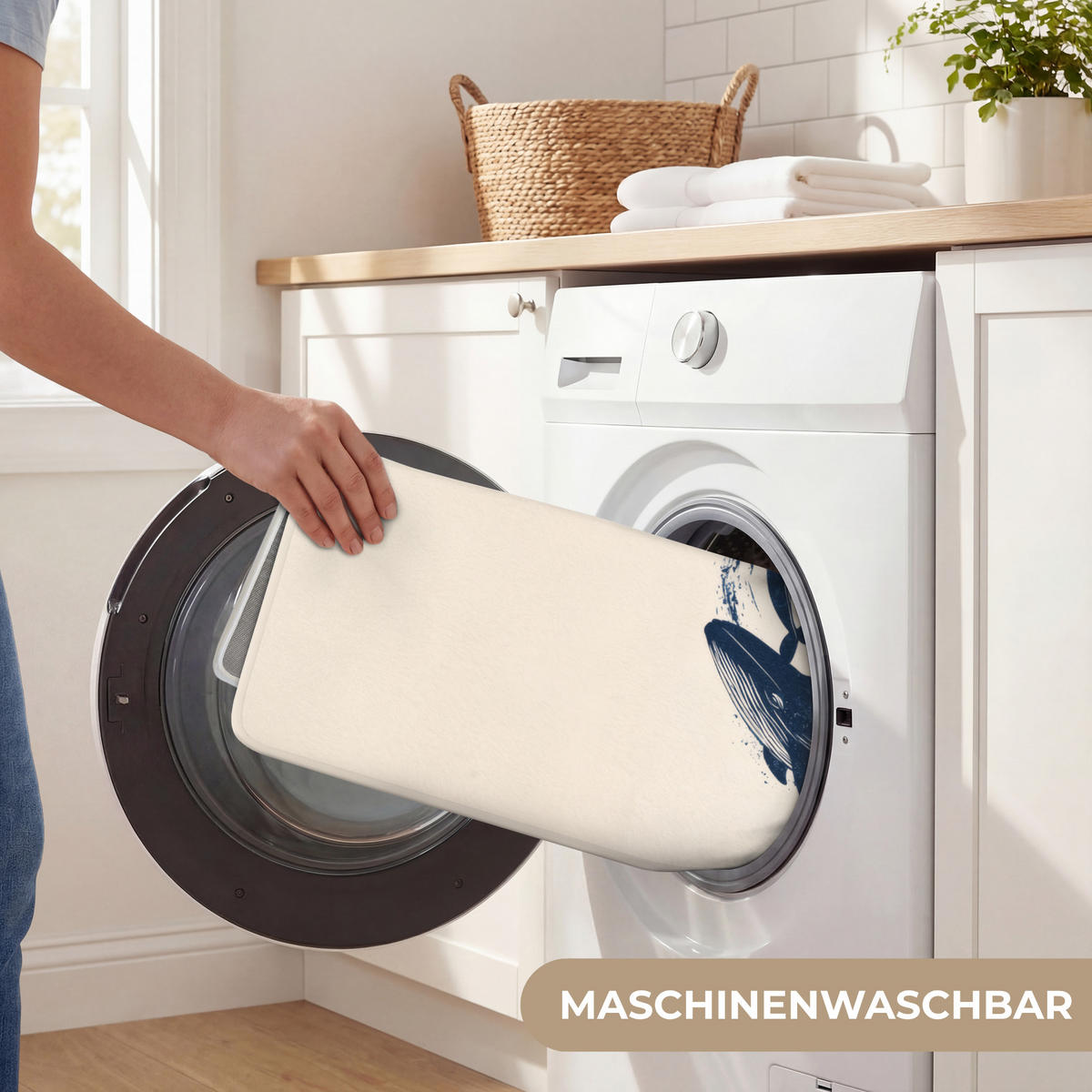 BADEMATTE Wale - Spritzer - Kreis - Dunkelblau 120x60 cm - Dunkelblau, Kunststoff/Textil (120/60cm)