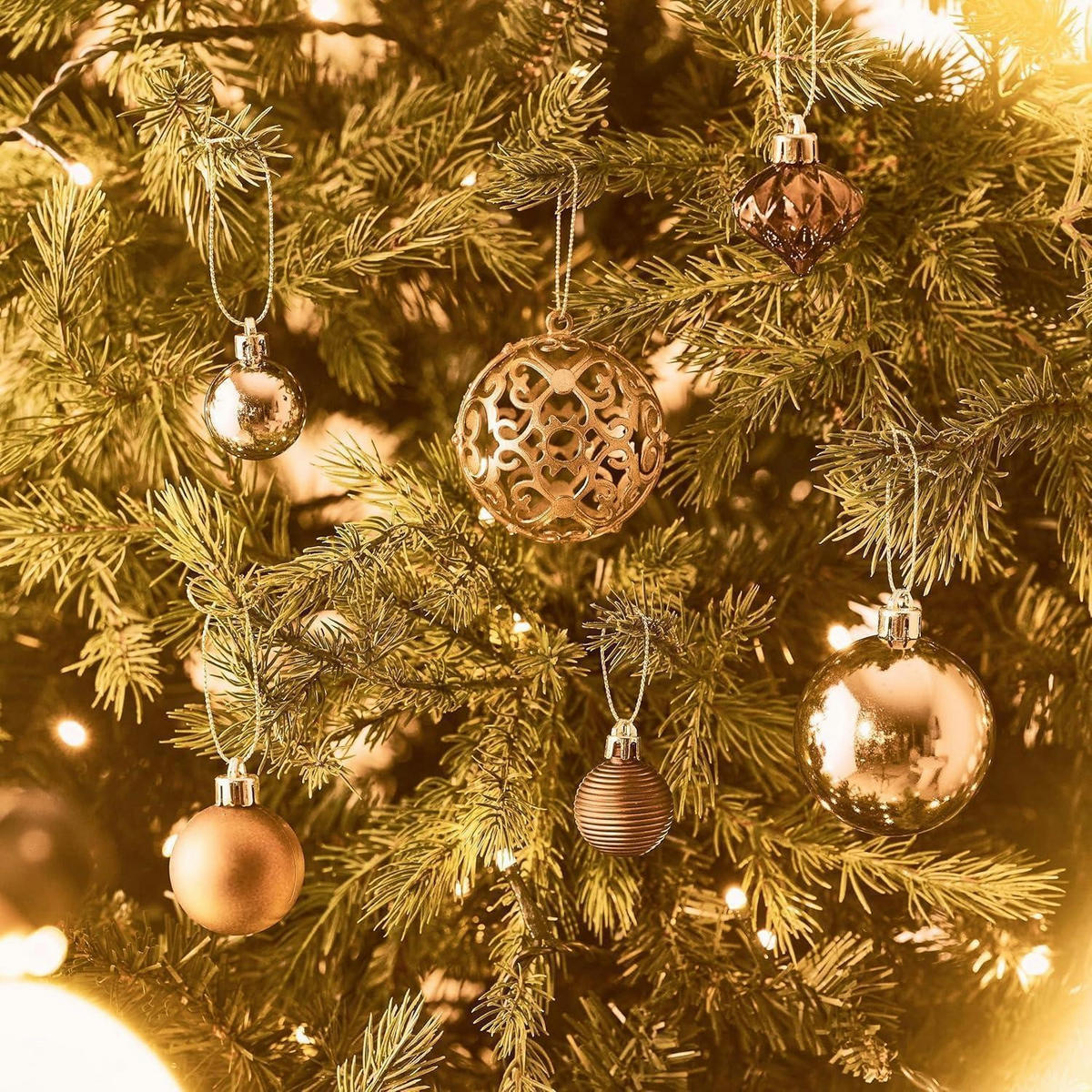 CHRISTBAUMKUGELN 100-teiliges Set Bronze - Bronzefarben, Kunststoff (6/6/6cm)