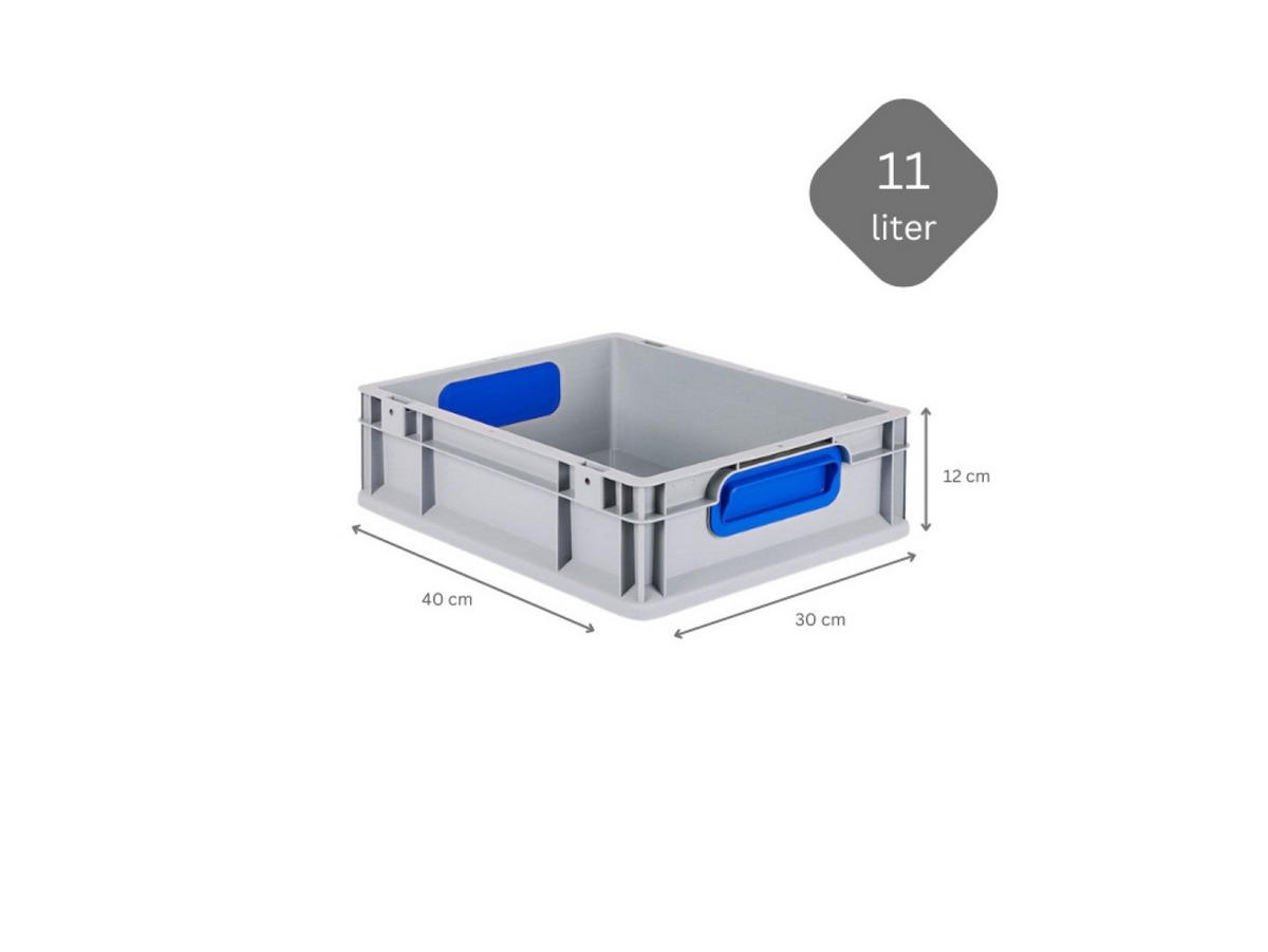 EUROBOX 16x Nextgen Color 12x30x40cm 11 Liter Griffe Blau Geschlossen - Blau, Kunststoff (30/12/40cm) - PROREGAL