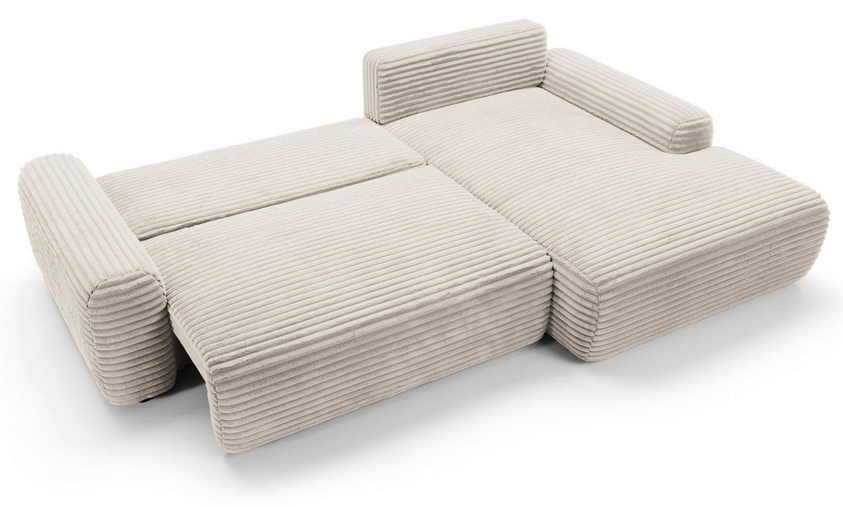 ECKSOFA Alferia Creme mit Cordbezug - Creme/Schwarz, Kunststoff/Textil (162/264cm) - Selsey