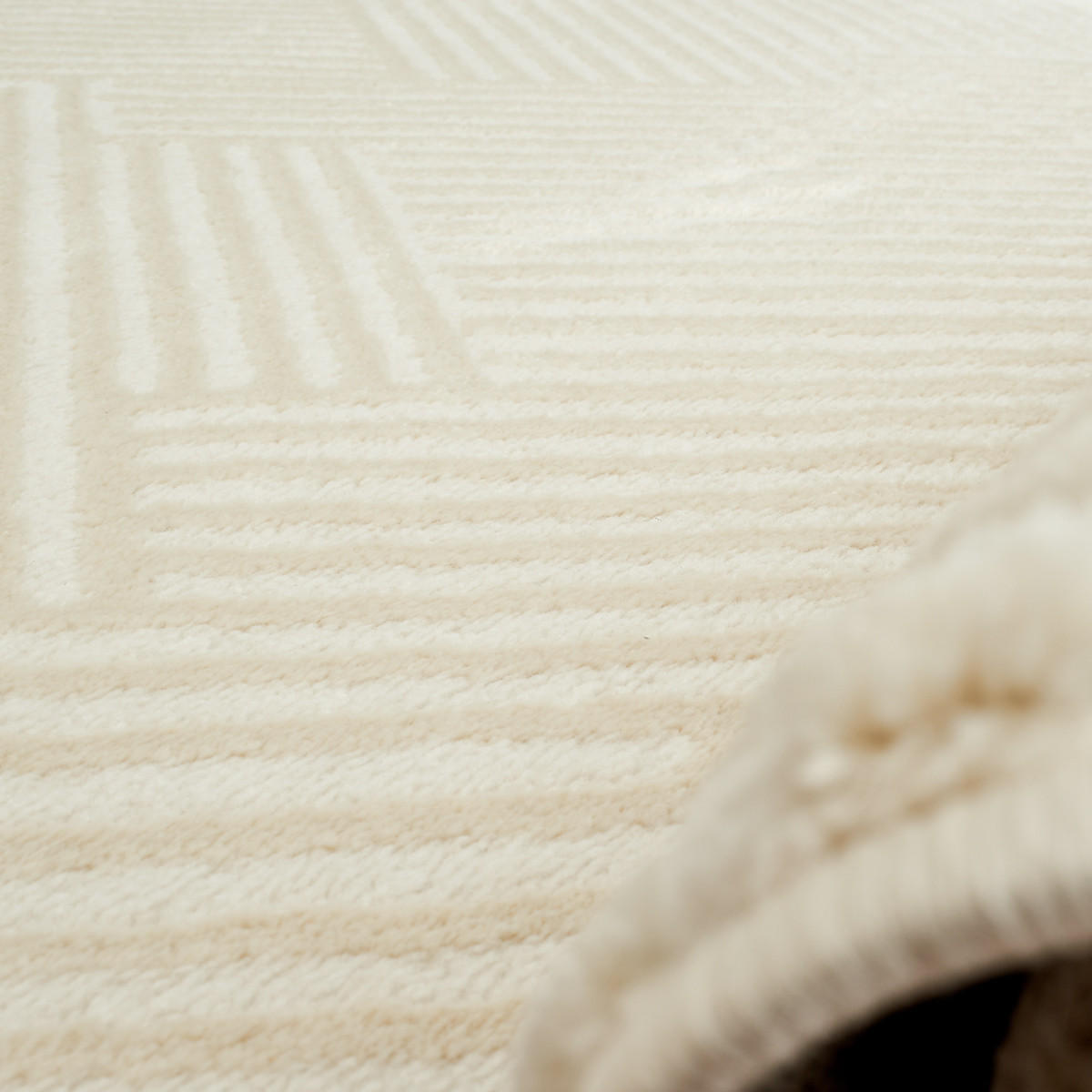 TEPPICH mit grafischem Muster in Creme Bianca 160x230 cm - Creme, Textil (160/230cm) - Nazar Rugs