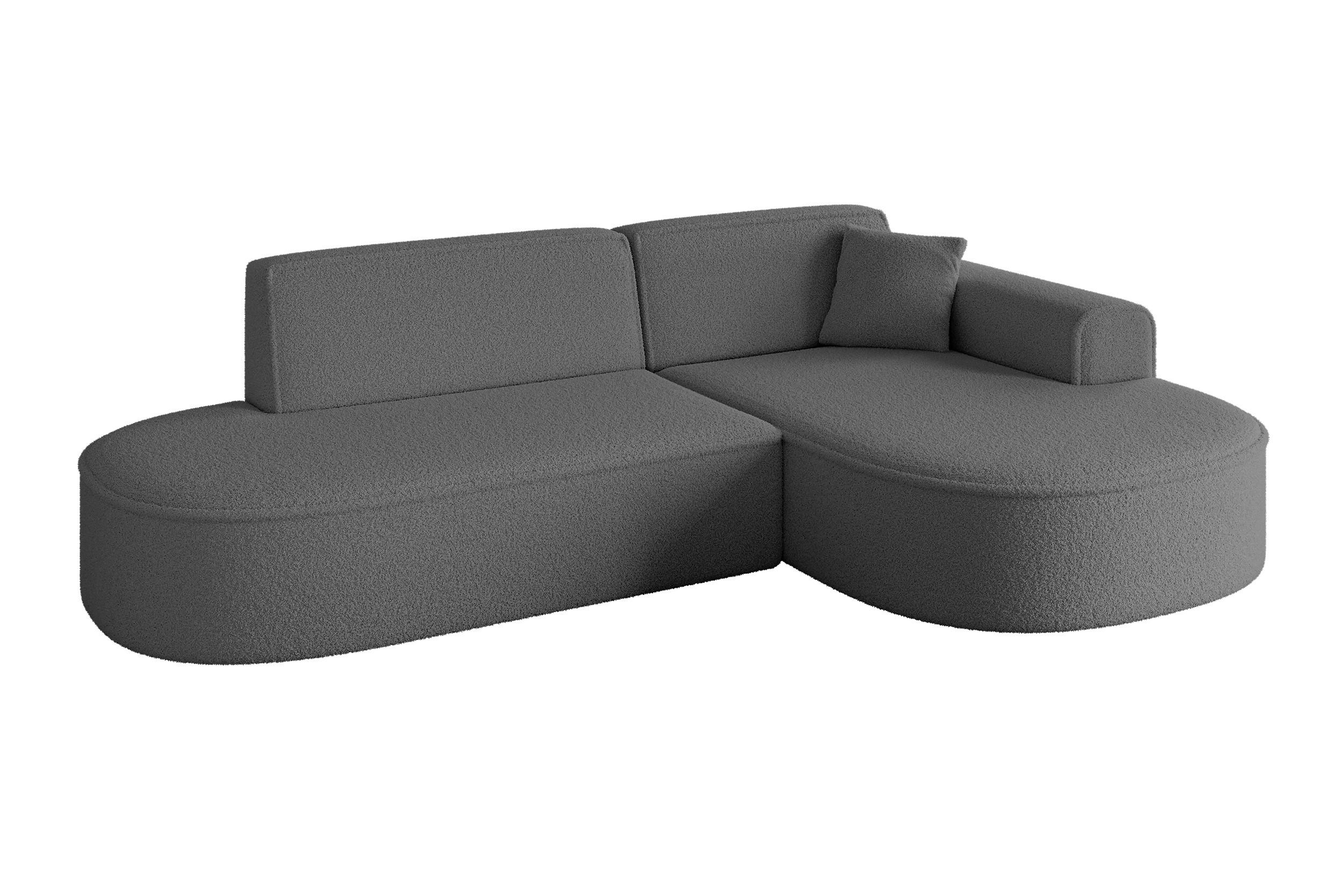 ALTDECOR ROHOVÁ SEDACÍ SOUPRAVA s otomanem vpravo MARI-L1 – 243 x 171 x 79 cm, šedá buklé