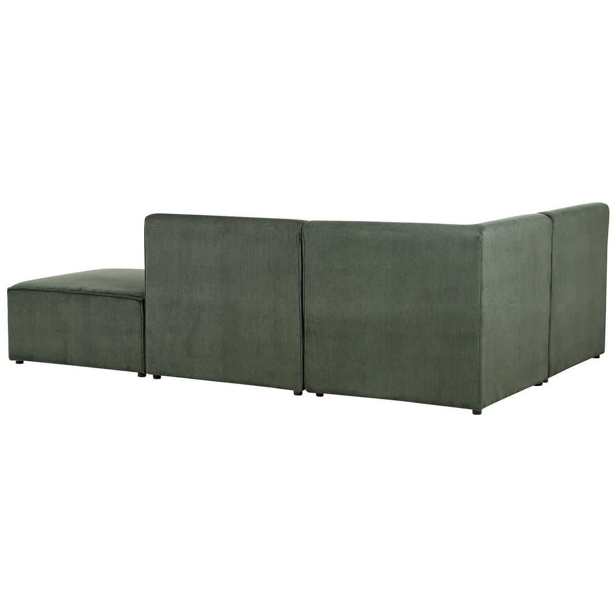 3-SITZER-ECKSOFA Cord dunkelgrün linksseitig mit Ottomane Lemvig - Grün, Textil (250/166cm) - Beliani