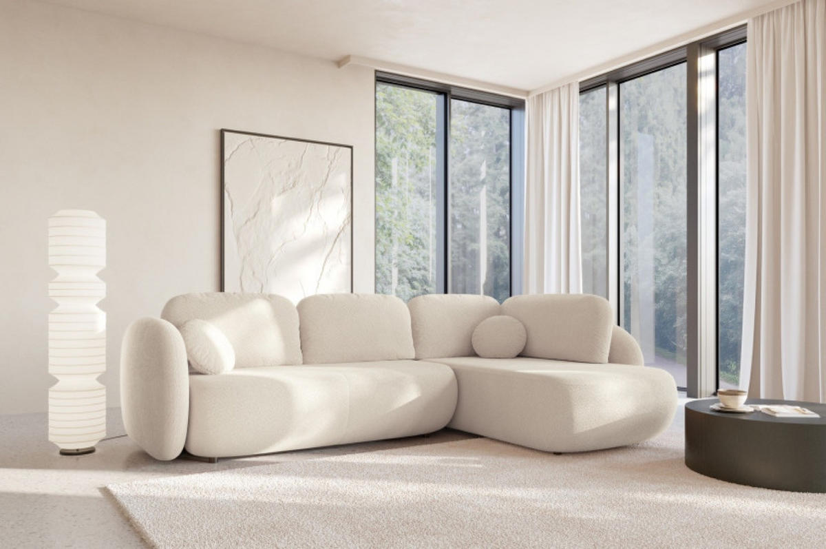 ECKSOFA Creme OLIVIO II Ausziehbar Rechts - Creme/Weiß, Textil (190/289cm) - Sepro Meble