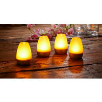 LED-AKKU-LOUNGE-LICHTER 4er-Set mit Touchsensor Kabellos für Innen und Außen RGBW Flackereffekt Silber Matt - Silberfarben, Kunststoff (5/5/7cm) - Northpoint