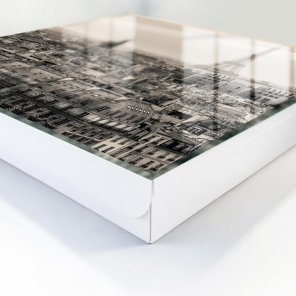 SCHLÜSSELBOX Weiß 30x30 cm – Türöffnung nach rechts - Urbane Eleganz - Grau, Metall (30/30/5cm) - TULUP