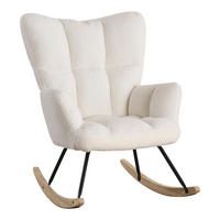 SCHAUKELSTUHL 73/92/94 cm Weiß mit Massivholzrahmen für Wohnzimmer Schlafzimmer Balkon - Weiß, Textil (92/94/73cm) - OKWISH