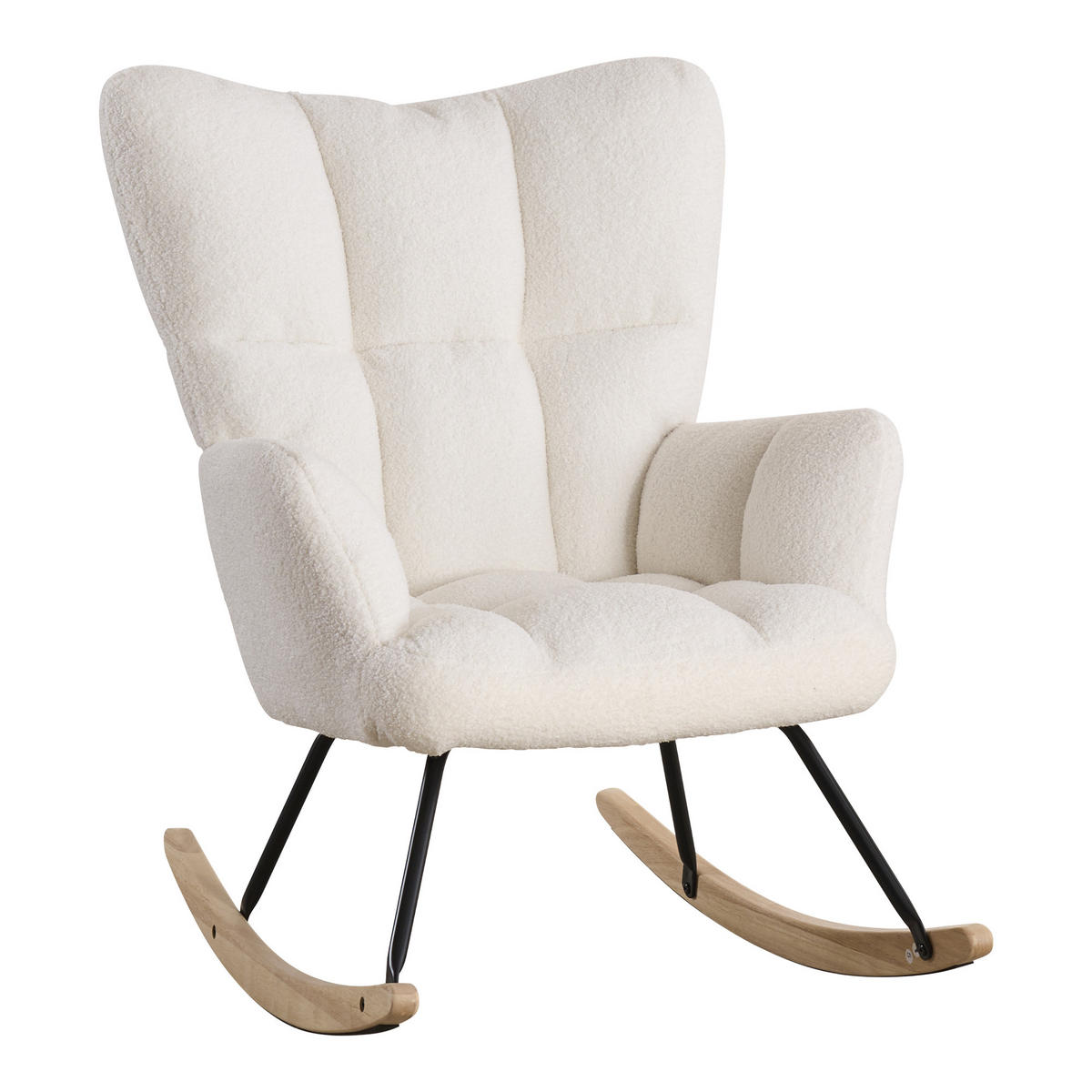 SCHAUKELSTUHL 73/92/94 cm Weiß mit Massivholzrahmen für Wohnzimmer Schlafzimmer Balkon - Weiß, Textil (92/94/73cm) - OKWISH