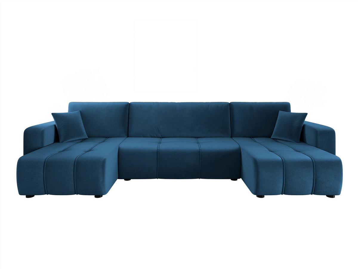 WOHNLANDSCHAFT Dagny - Blau, Holzwerkstoff/Textil (317/85/146cm) - Fun Möbel