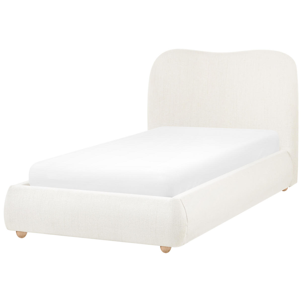 POSTEL s úložným prostorem 90/200 cm Látka Krémově bílá Blagnac - krémová, textil (90/200cm) - Beliani
