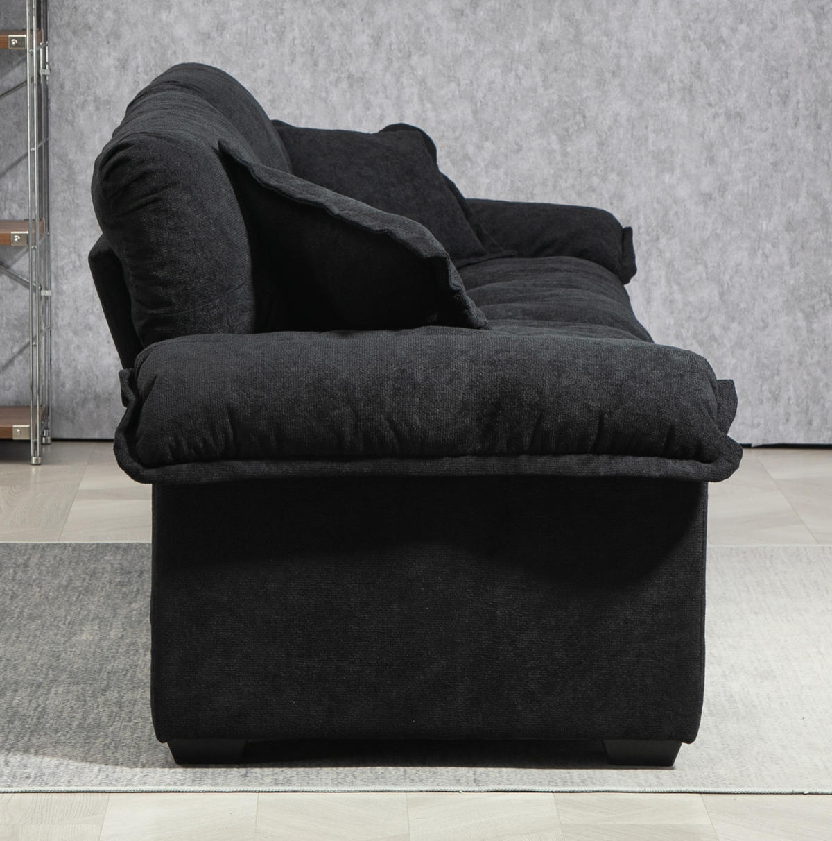 2-SITZER Sofa Chenille mit tiefem Sitz, Memory-Schaum 213,4/90,1/87,6 cm Schwarz - Schwarz, Textil (90.1/87.6/213.4cm) - Redom