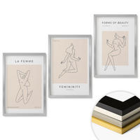 WANDBILDER 3er Set - 40x60 cm Silberner Rahmen - Poster mit minimalistischen Frauensilhouetten - Silberfarben, Kunststoff (40/60cm) - ArtPrintCave