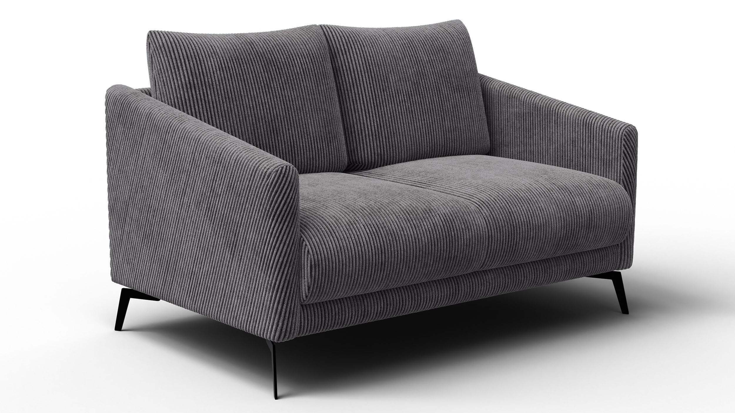 SOFA VILT 2-Sitzer, dunkelgrau - Dunkelgrau/Schwarz, Holzwerkstoff/Textil (142/89/94cm) - Courtois Laville