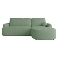 ECKSOFA Loridu Cord, Seite: Rechts - Schwarz/Mintgrün, Holz/Kunststoff (250/174cm) - MIRJAN24