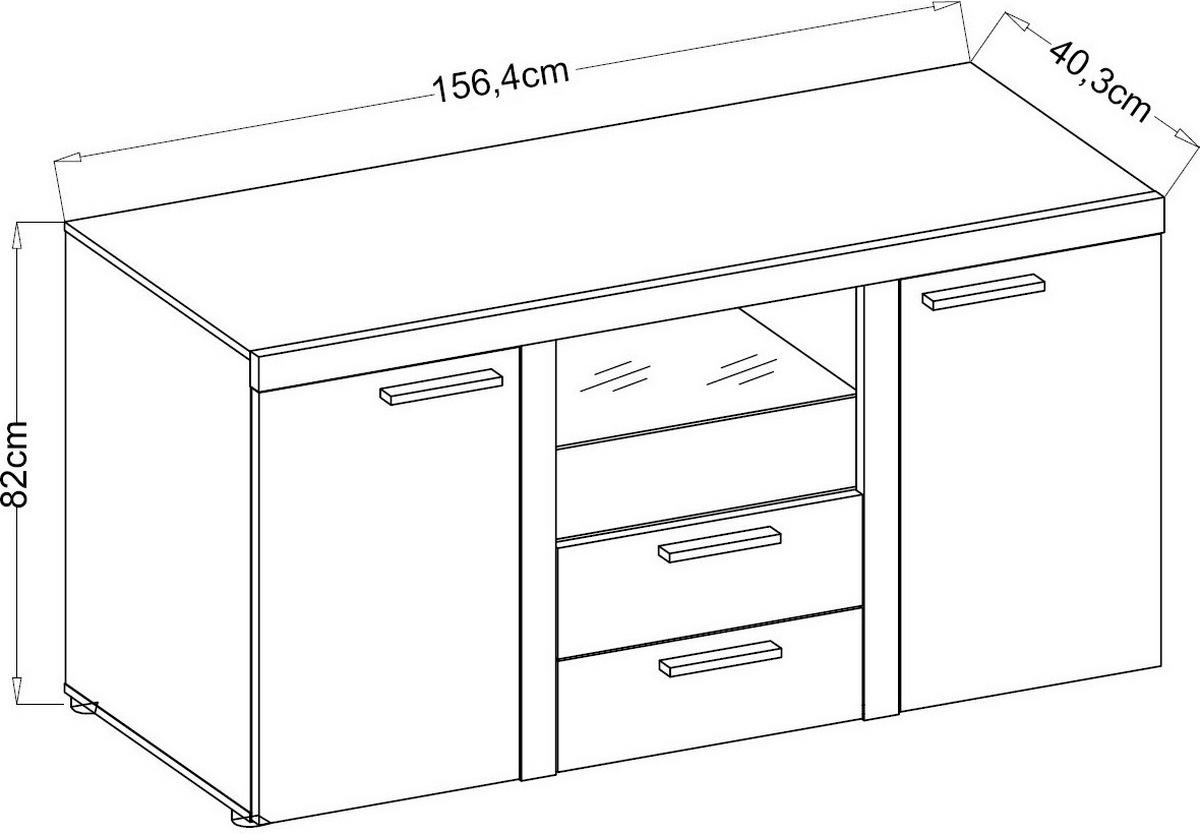 SIDEBOARD Spacoro 2F2S Eiche Lefkas 156,4/82/40,3 cm – Schubladenschrank Kommode Modern - Braun, Holzwerkstoff/Kunststoff (156/82/40cm) - AX Living