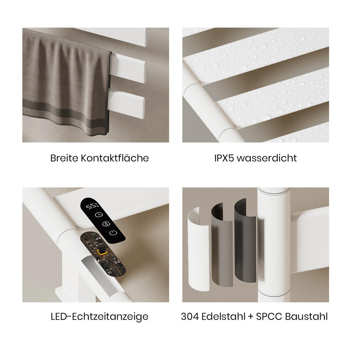 HEIZKÖRPER Handtuchheizkörper Intelligentes Heizsystem mit Ablage Weiß 76/45 cm - Weiß, Metall (45/76/14cm) - EMKE