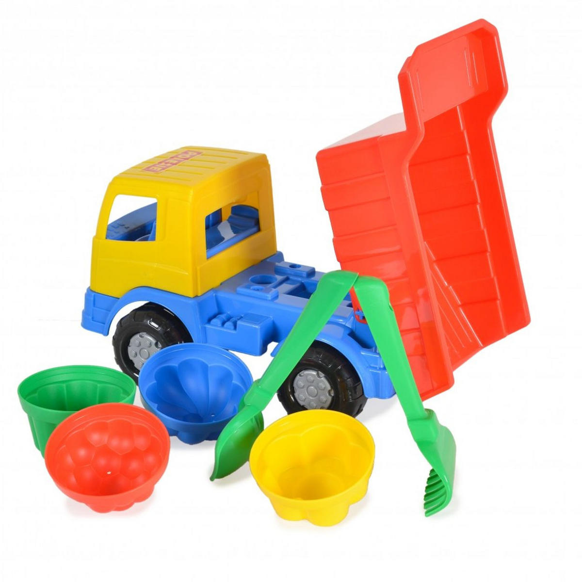 SANDSPIELZEUG Spielzeug-Set 93226 bunt 7-teilig, LKW, Förmchen, Schaufel, Rechen, ab 12 Monaten, Kunststoff - Multicolor, Kunststoff (30/15/17cm) - Polesie