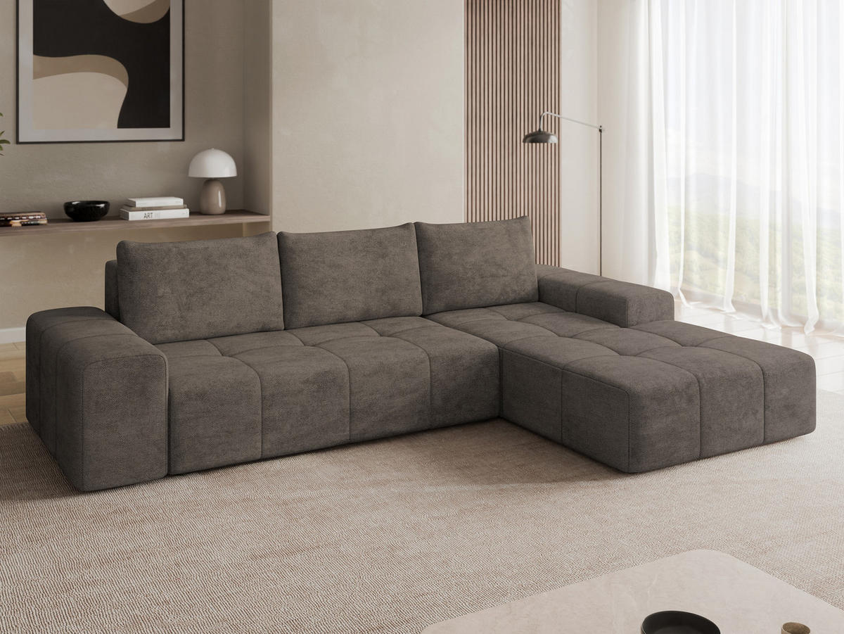 ECKSCHLAFSOFA Tonseo L, Seite: Rechts - Dunkelbraun/Schwarz, Holz/Kunststoff (275/173cm) - MIRJAN24