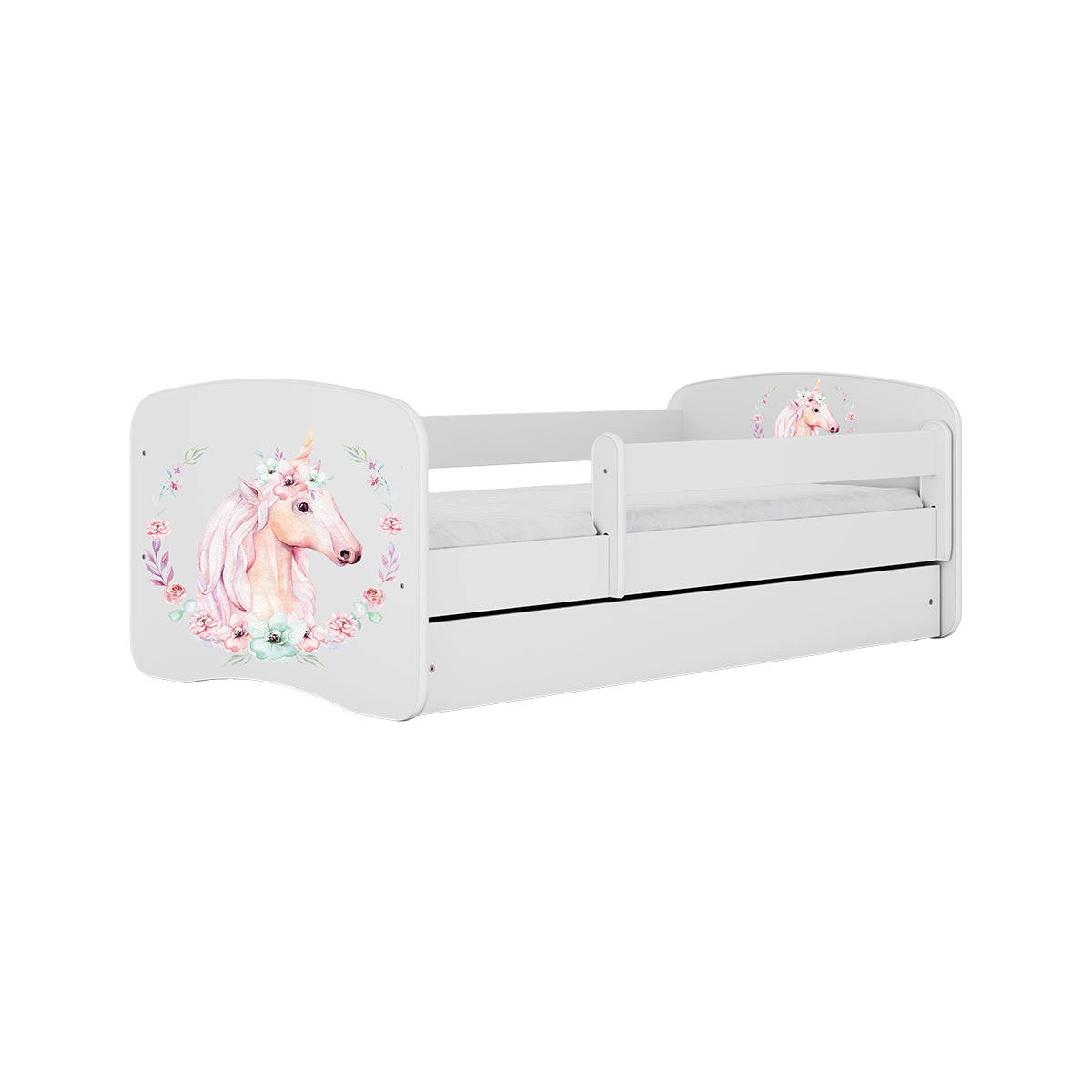 KREVET Bijeli - svijetlo ružičasta/bijela, drvni materijal (80/160cm) - Petits-meubles