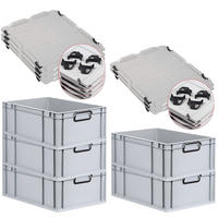 EUROBOX 5x NextGen Color mit Auflagedeckel 22x40x60 cm 44 Liter Grau Griffe schwarz zu - Schwarz/Grau, Kunststoff (40/22/60cm) - PROREGAL